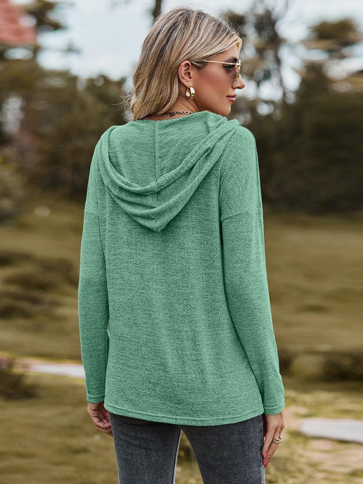 Dropped Shoulder Hooded Blouse - Crazy Like a Daisy Boutique