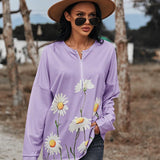Floral Print Long Sleeve Zipper Front Top - Crazy Like a Daisy Boutique