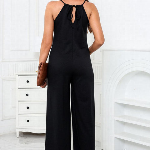 Scoop Neck Wide Leg Jumpsuit with Pockets - Crazy Like a Daisy Boutique