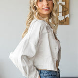Cropped Collared Neck Dropped Shoulder Denim Jacket - Crazy Like a Daisy Boutique