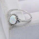 Platinum-Plated Opal Ring 925 Sterling Silver - Crazy Like a Daisy Boutique
