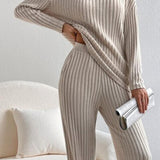 Ribbed V-Neck Top and Pants Set - Crazy Like a Daisy Boutique