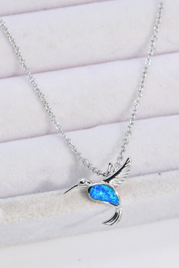 Blue Opal Hummingbird Necklace 925 Sterling Silver - Crazy Like a Daisy Boutique #