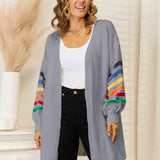 Striped Open Front Dropped Shoulder Cardigan - Crazy Like a Daisy Boutique #