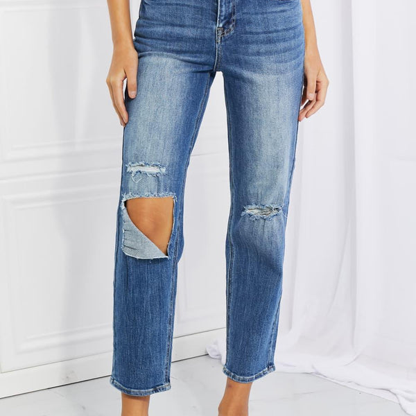 RISEN Emily High Rise Relaxed Jeans - Dark Wash - Crazy Like a Daisy Boutique