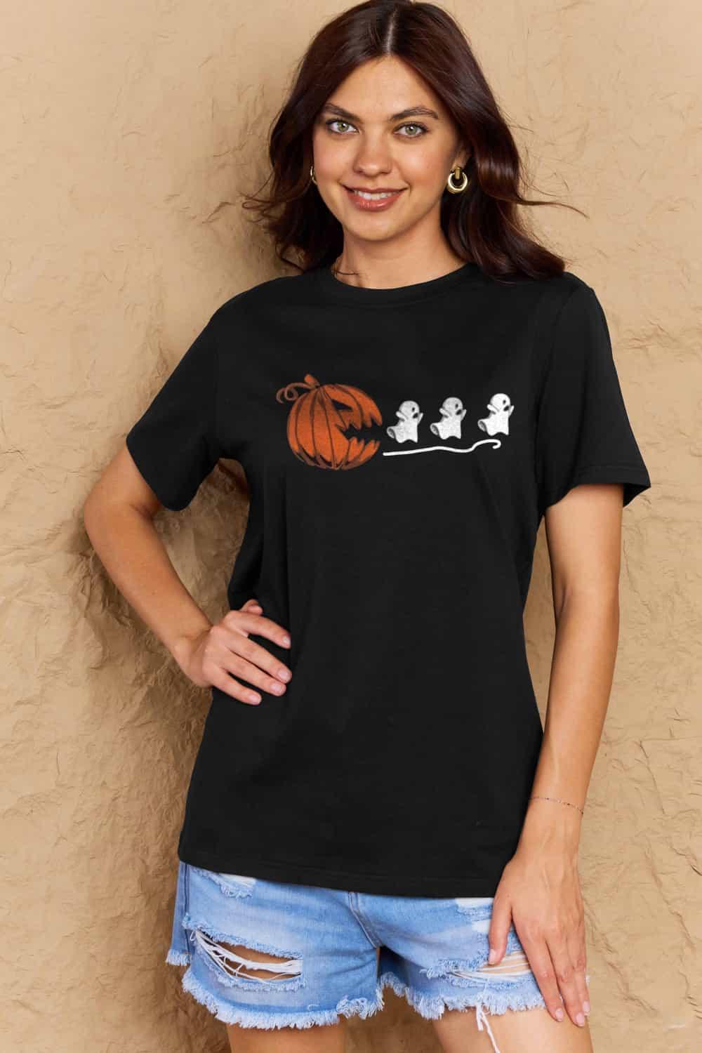 Simply Love Full Size Jack-O'-Lantern Graphic Cotton Tee - Crazy Like a Daisy Boutique