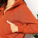 Double Take Half-Zip Long Sleeve Hoodie - Crazy Like a Daisy Boutique
