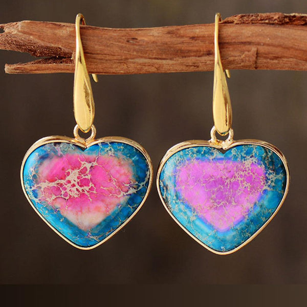 Natural Stone Heart Drop Earrings - Crazy Like a Daisy Boutique #