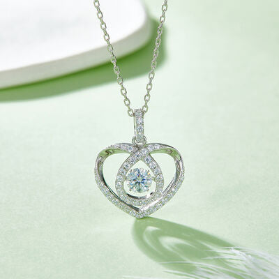 Moissanite 925 Sterling Silver Heart Shape Necklace - Crazy Like a Daisy Boutique #