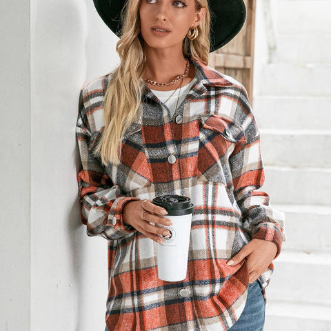 Meet You Outside Plaid Button Down Curved Hem Shacket - Crazy Like a Daisy Boutique