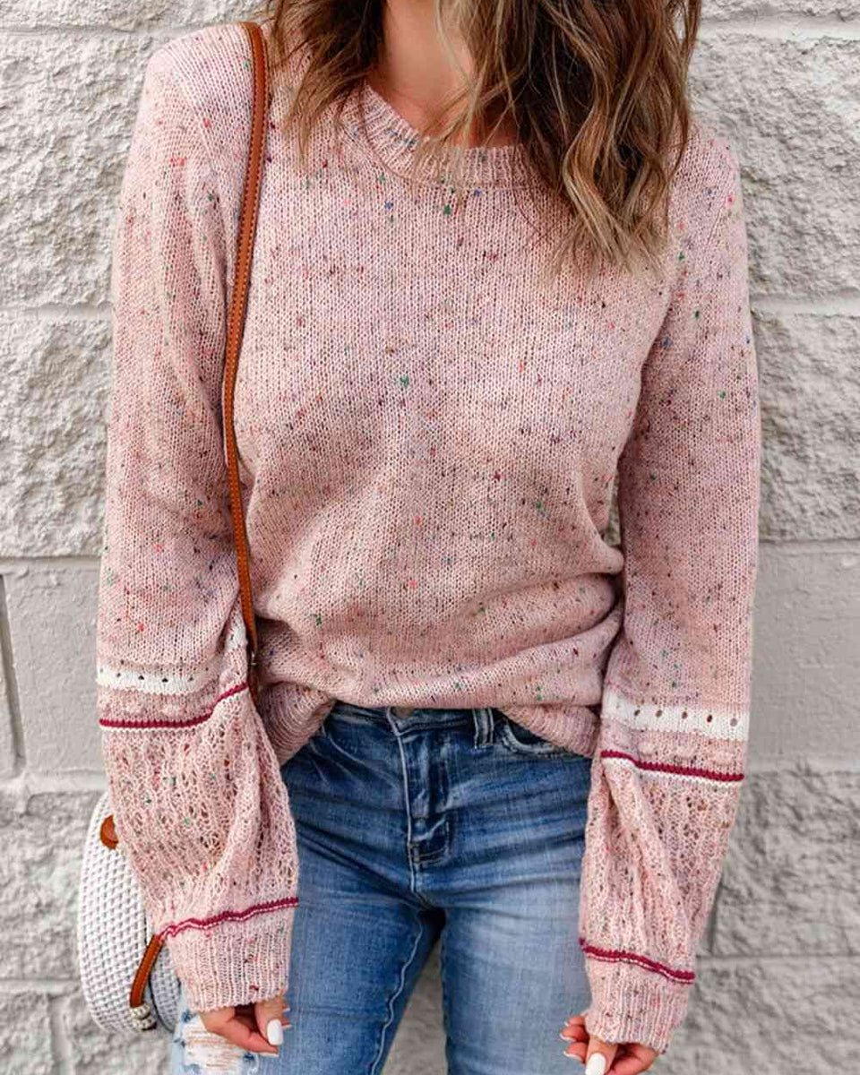 Multicolored Pilling Detail Ribbed Trim Sweater - Crazy Like a Daisy Boutique