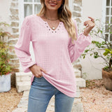 Eyelet Notched Neck Balloon Sleeve Blouse - Crazy Like a Daisy Boutique