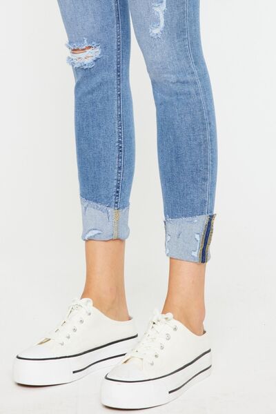 Kancan Distressed Cat's Whiskers Button Fly Jeans - Crazy Like a Daisy Boutique #