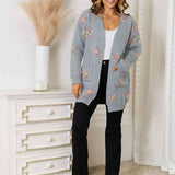 Star Pattern Open Front Cardigan with Pockets - Crazy Like a Daisy Boutique