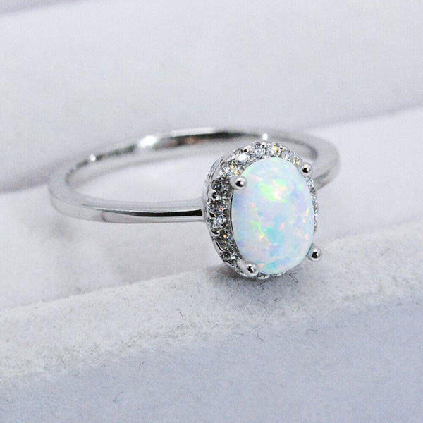 4-Prong Opal Ring 925 Sterling Silver - Crazy Like a Daisy Boutique #