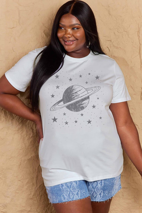 Simply Love Full Size Planet Graphic Cotton T-Shirt - Crazy Like a Daisy Boutique
