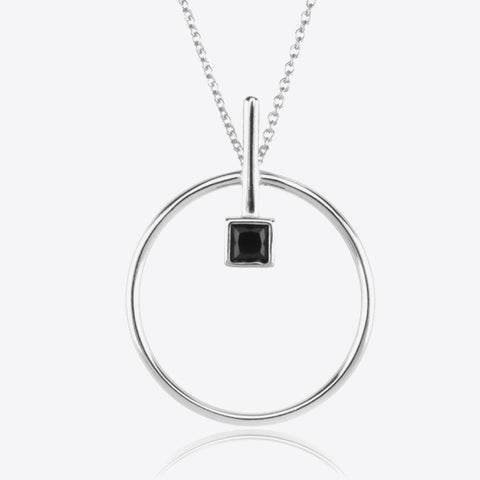 Black Zircon 925 Sterling Silver Necklace - Crazy Like a Daisy Boutique