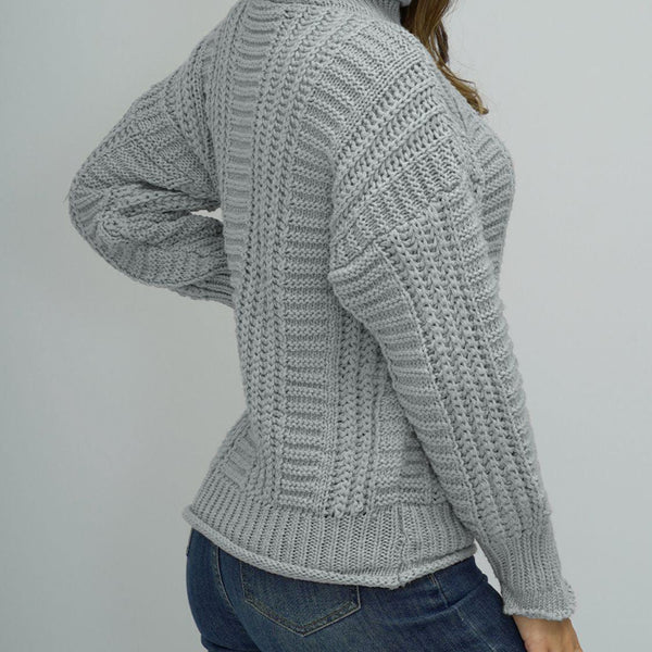 Cable-Knit Mock Neck Sweater - Crazy Like a Daisy Boutique #