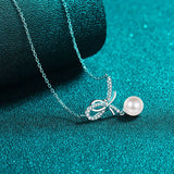 Natural Pearl Pendant Moissanite 925 Sterling Silver Necklace - Crazy Like a Daisy Boutique #