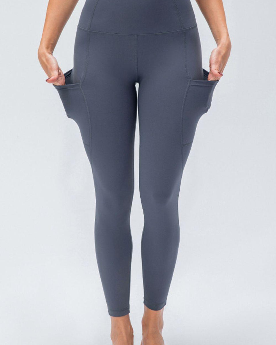 Breathable Wide Waistband Active Leggings with Pockets - Crazy Like a Daisy Boutique