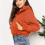 Double Take Half-Zip Long Sleeve Hoodie - Crazy Like a Daisy Boutique #