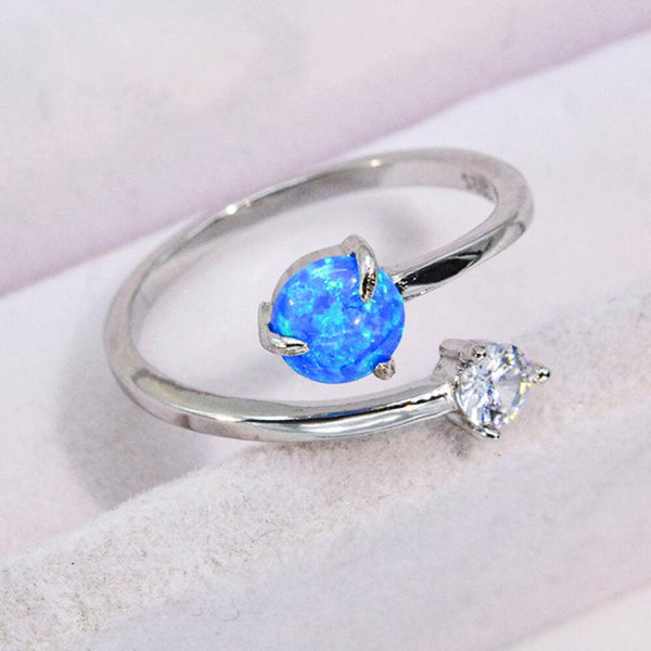 Blue Opal and Zircon Open Ring - Crazy Like a Daisy Boutique