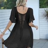 Openwork Flutter Sleeve Cover-Up Dress - Crazy Like a Daisy Boutique #