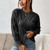 Round Neck Long Sleeve Sweater - Crazy Like a Daisy Boutique
