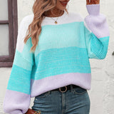 Round Neck Color Block Ribbed Pullover Sweater - Crazy Like a Daisy Boutique #