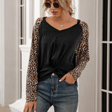 Leopard Twist Front Cold-Shoulder Tee - Crazy Like a Daisy Boutique