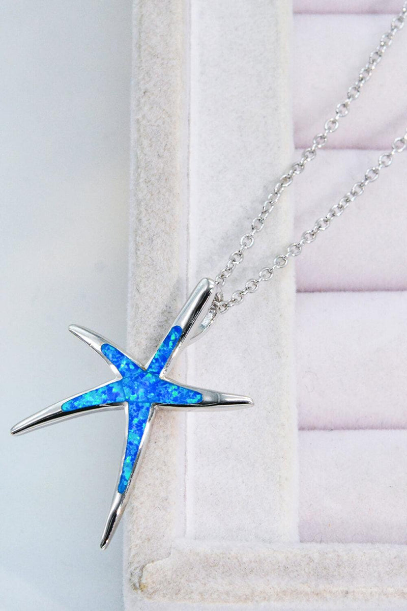 Blue Opal Starfish Pendant Necklace - Crazy Like a Daisy Boutique