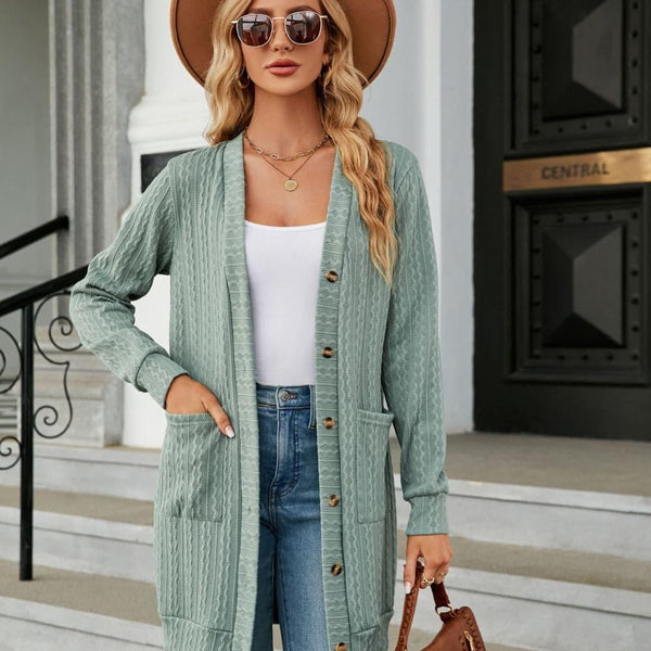 Button Down Longline Cardigan with Pockets - Crazy Like a Daisy Boutique #