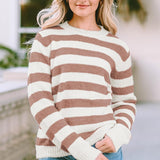 Striped Round Neck Long Sleeve Sweater - Crazy Like a Daisy Boutique #