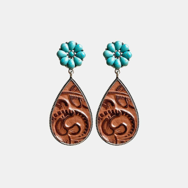 Turquoise Flower Teardrop Earrings - Crazy Like a Daisy Boutique