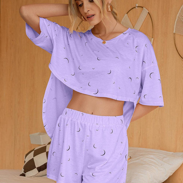 Moon Print T-Shirt and Shorts Lounge Set - Crazy Like a Daisy Boutique