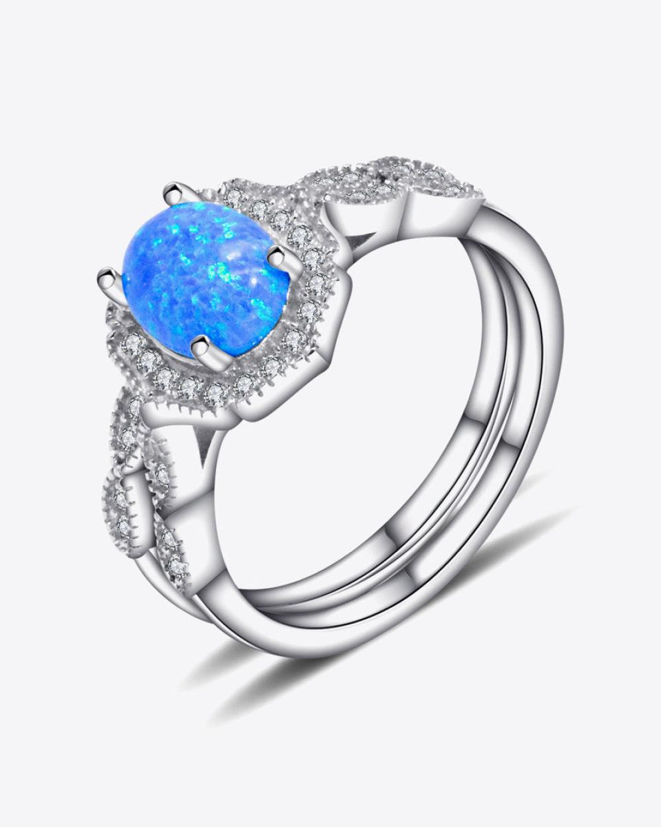 Blue Opal Ring Set 2-Piece - Crazy Like a Daisy Boutique