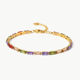Multicolored Cubic Zirconia Bracelet 18K Gold Plated - Crazy Like a Daisy Boutique