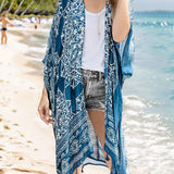 Tassel Printed Open Front Cardigan - Crazy Like a Daisy Boutique #