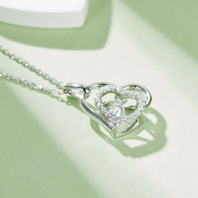 Moissanite 925 Sterling Silver Heart Necklace - Crazy Like a Daisy Boutique