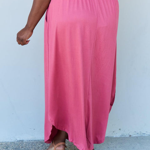 Doublju Comfort Princess Full Size High Waist Scoop Hem Maxi Skirt in Hot Pink - Crazy Like a Daisy Boutique