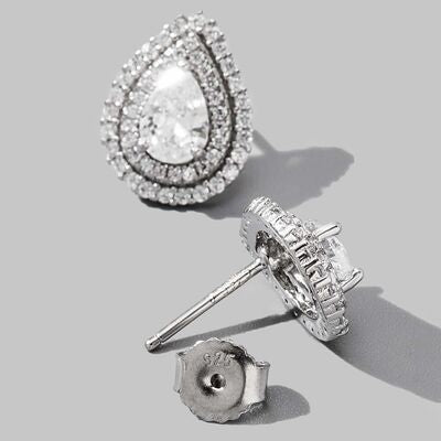925 Sterling Silver Zircon Teardrop Shape Stud Earrings - Crazy Like a Daisy Boutique #