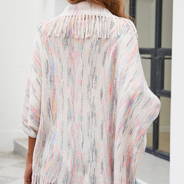 Fringe Detail Printed Poncho - Crazy Like a Daisy Boutique #
