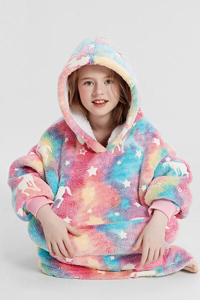 Luminous Pattern Oversize Long Sleeve Fuzzy Hoodie - Crazy Like a Daisy Boutique