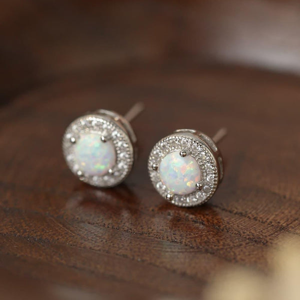 Opal 4-Prong Round Stud Earrings - Crazy Like a Daisy Boutique #