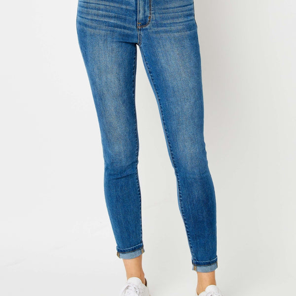 Judy Blue Full Size Cuffed Hem Skinny Jeans - Crazy Like a Daisy Boutique #