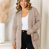 Star Pattern Open Front Cardigan with Pockets - Crazy Like a Daisy Boutique #