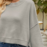 Round Neck Lantern Sleeve Sweater - Crazy Like a Daisy Boutique