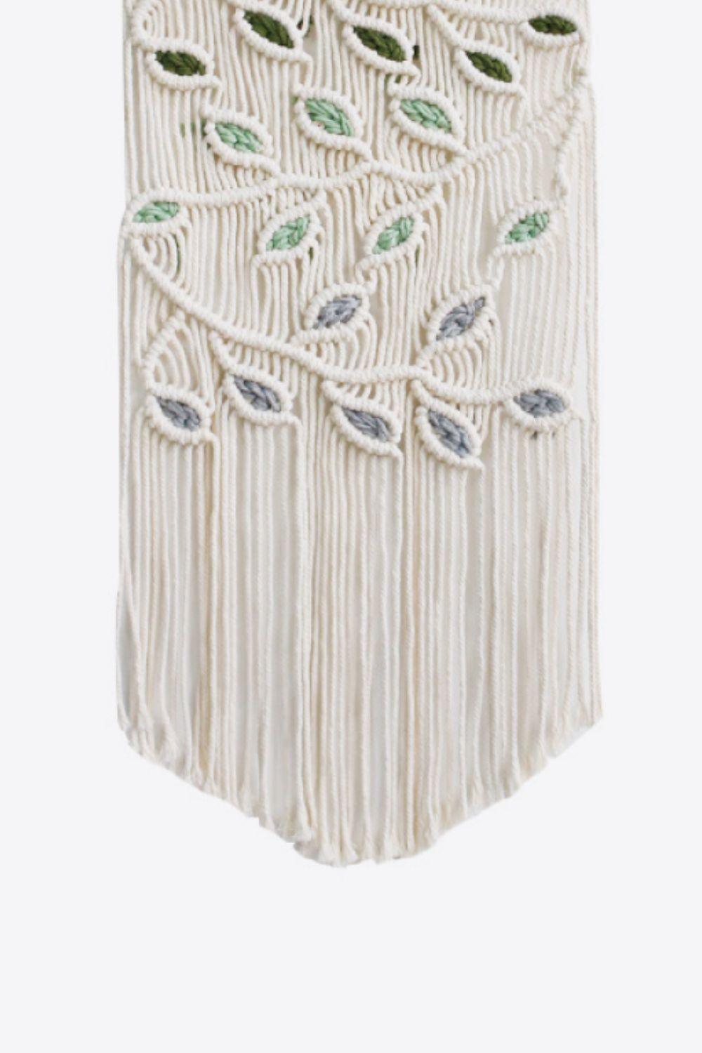 Contrast Leaf Fringe Macrame Wall Hanging - Crazy Like a Daisy Boutique #