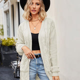 Cable-Knit Long Sleeve Cardigan - Crazy Like a Daisy Boutique