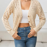 Openwork V-Neck Buttoned Knit Top - Crazy Like a Daisy Boutique
